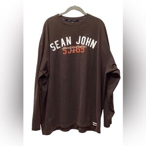 Y2K Sean John long sleeve Graphic T-shirt. Brown. 3XL